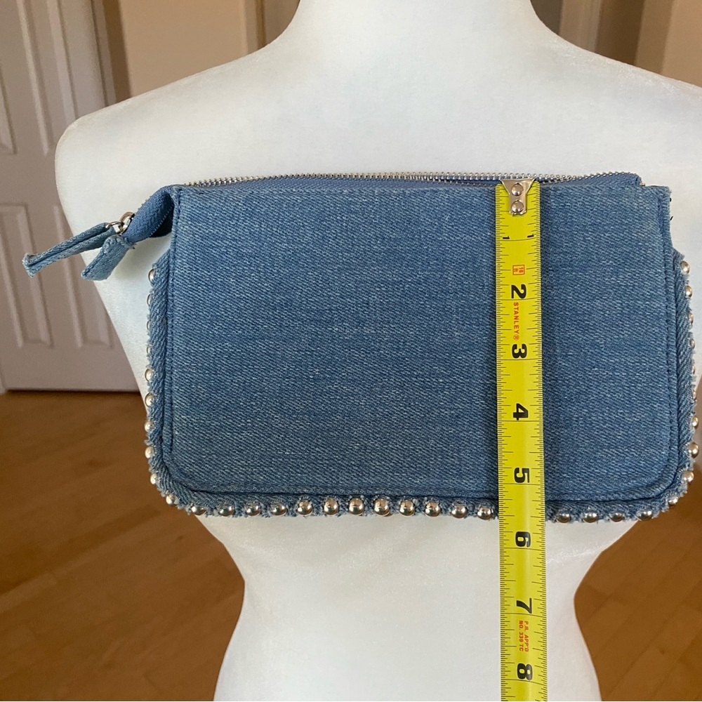 Forever 21 Denim Clutch with Silver Studded Accents - Picture 3 of 9